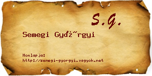 Semegi Györgyi névjegykártya